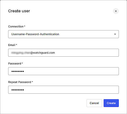 Screenshot of the Create User window.